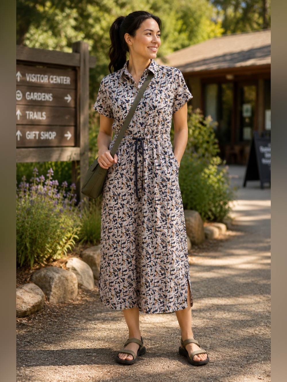 REI Co-op Womens Sun Up Large Shirt Dress Belted Pockets Hiking Travel Casual - Picture 2 of 13